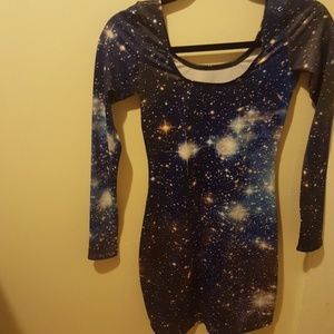 Blackmilk Clothing blue galaxy dress